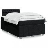 VidaXL Pat box spring cu saltea, negru, 120x200 cm, textil