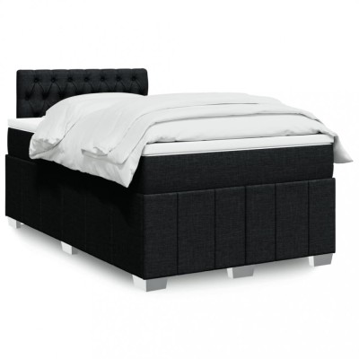vidaXL Pat box spring cu saltea, negru, 120x200 cm, textil 3289344 foto