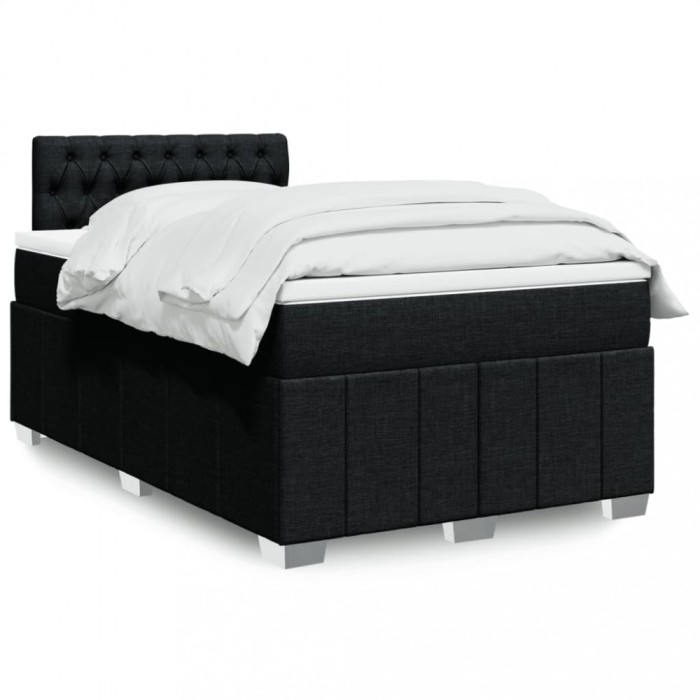 vidaXL Pat box spring cu saltea, negru, 120x200 cm, textil 3289344