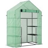 Outsunny PE impermeabil și rezistent la UV Grădină seră pentru plante cu rafturi și accesorii de montare, 142x73x195cm, verde | Aosom Romania