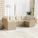 vidaXL Set de canapele pentru grădină cu pernă 6 pcs Bej Rattan poli 3345841