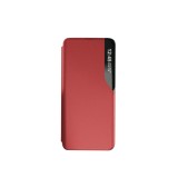 Husa Flip din Piele compatibila cu Samsung Galaxy A20e, S-View, Smart Stand, Rosu, ALC MOBILE