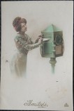 Carte Postala, Tanara punand o scrisoare la cutia postala, 1911
