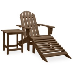 vidaXL Scaun de gradina Adirondack &amp;amp; otoman&amp;amp;masa maro, lemn masiv brad foto