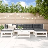 Gossi set mobilier de gradina, 7 piese, alb, lemn masiv de pin