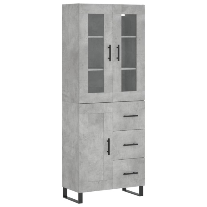 Dulap inalt, gri beton, 69,5x34x180, lemn compozit