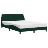 Cumpara ieftin Pat cu saltea, Dover, verde inchis, 140x190 cm, catifea