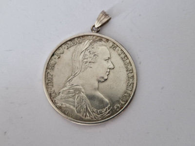 Thaler Maria Theresia Pandantiv in Argint - Rebatere Restrike Argint 1780 foto