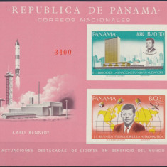 PANAMA, SPACE KENNEDY - BLOC IMPERF. + SERIE COMPLETĂ MNH (2 FOTO)