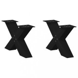 VidaXL Picioare pentru măsuță de cafea &icirc;n formă de X, 2 buc., negru, 50x(30-31) cm, oțel