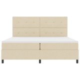 vidaXL Pat cu arcuri cu saltea cu led Crem 200 x 200 cm țesătură 3342898