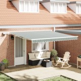 vidaXL Marchiză manuală retractabilă cu LED verde și albă 400x300 cm