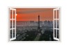 Sticker decorativ, Fereastra 3D, Turnul eiffel, 85 cm, 565STK, natura si peisaje