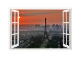 Cumpara ieftin Sticker decorativ, Fereastra 3D, Turnul eiffel, 85 cm, 565STK, natura si peisaje