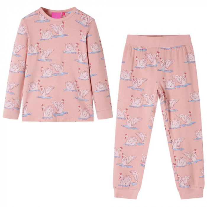Pijamale pentru copii cu m&acirc;neci lungi roz deschis 128