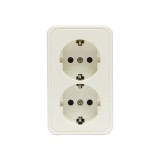 Priza Schuko dubla aplicata alba 16A/250V cu protectie copii