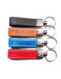 Breloc cheie din piele Eco dedicat Peugeot Rosu