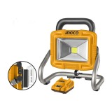 Proiector LED 20V 20W 1800 Lumeni cu Acumulator 2.0Ah si Incarcator CWLI20258 &ndash; lampa de lucru profesionala cu 2 moduri iluminare