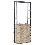 Cumpara ieftin Rastel pentru lemne de foc, negru, 80x25x200 cm, oțel