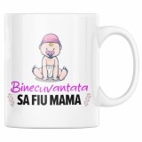 Cana alba personalizata &quot;Binecuvantata sa fiu mama&quot;, INOVATIX&reg;. 330ml