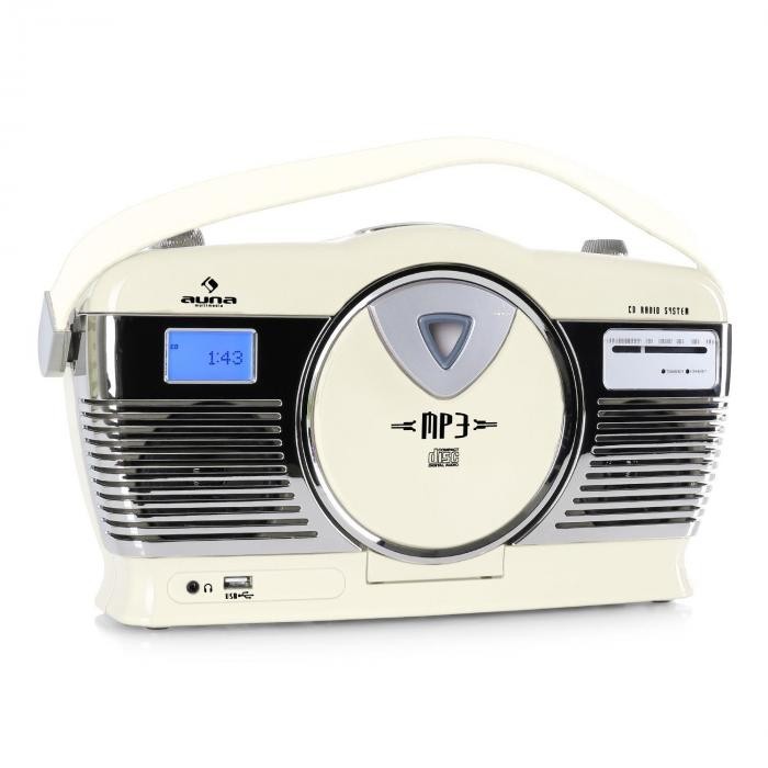 Auna Radio portabil Retro Vintage RCD-70 culoare crem Auna Radio portabil Retro Vintage RCD-70 culoare crem