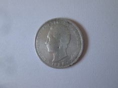Rara! Portugalia 200 Reis 1888 argint 900 regele Ludovic/Luis I