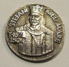 CY - Insigna &quot;Stefan cel Mare 1457 - 1504&quot; / metal alb neferos