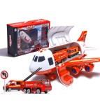 Set 3 masinute de pompier cu avion de transport