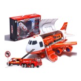 Set 3 masinute de pompier cu avion de transport