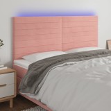 VidaXL Tăblie de pat cu LED, roz, 180x5x118/128 cm, catifea