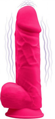 Vibrator Realist Silicon cu Memorie Dubla Densitate Roz 21.5 cm foto