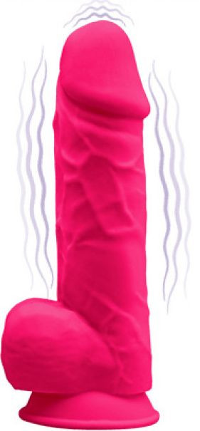 Vibrator Realist Silicon cu Memorie Dubla Densitate Roz 21.5 cm