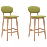 vidaXL Scaune de bar, 2 buc., verde, material textil