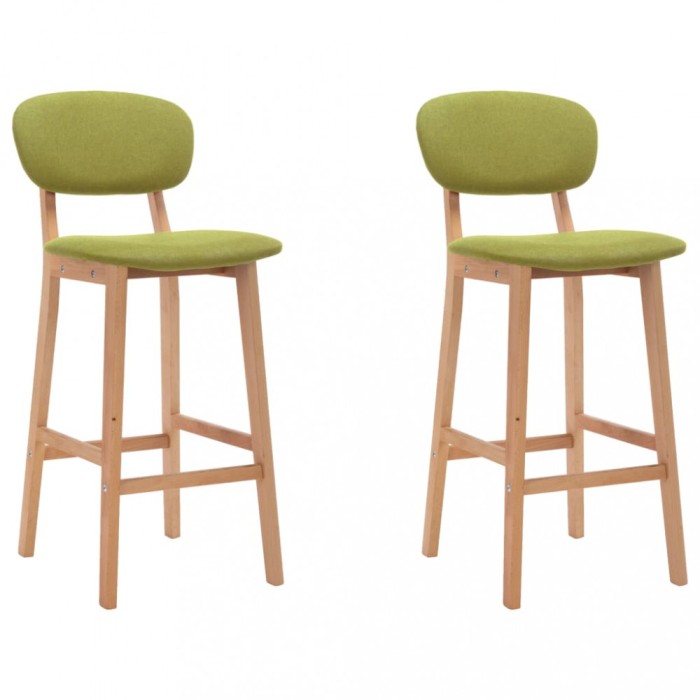 vidaXL Scaune de bar, 2 buc., verde, material textil