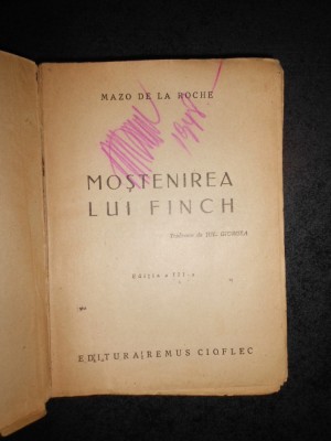 MAZO DE LA ROCHE - MOSTENIREA LUI FINCH (editie veche) foto