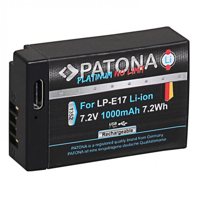 Acumulator Patona Platinum LP-E17 1000mAh cu port incarcare USB Type C replace Canon EOS 760D 8000D M3 T6i - 1352 foto