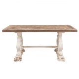 Cumpara ieftin Masa din lemn maro si alb antichizat 180 cm x 90 cm x 82 h