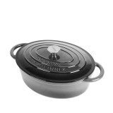 Cratita ovala fonta emailata cu capac 33x26.5x11.5cm, capacitate 6L, Marble Gray