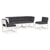 Set canapele de gradina cu perne 5 piese alb lemn masiv de pin