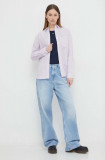 Tommy Jeans cămașă din amestec de in culoarea violet, cu guler clasic, relaxed DW0DW17735