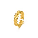 Cumpara ieftin Inel Reglabil din Argint 925 Placat cu Aur , Model Texturat cu Trei Randuri de Sfere (Beaded Ring)