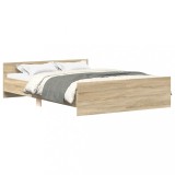 Cadru pat cu tablie la cap/picioare, stejar sonoma, 140x190 cm