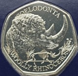 50 pence 2024 Marea Britanie, Woolly Rhinoceros, Brilliant unc, Coincard