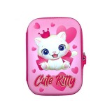 Penar Scoala Fete S-Cool, Imprimeu 3D Cute Kitty, 1 Compartiment, Roz, Fermoar, 22.5x15.5x5.2 cm