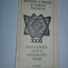 INSTITUTUL DE MEDICINA SI FARMACIE TARGU-MURES/MAROSVASARHELYI ORVOSI/-1980-XXXI