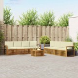 vidaXL Seturi de canapele 9 pcs Natural și Crem Lemn Solid de Acacia 3374580