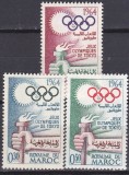 DB1 Olimpiada Tokyo 1964 Maroc 3 v. MNH, Nestampilat