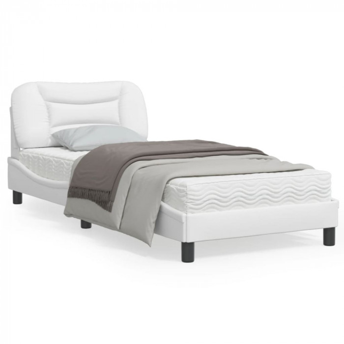 Cadru de pat cu tablie, alb, 80x200 cm, piele ecologica GartenMobel Dekor