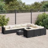 vidaXL Set canapele de grădină cu perne, 11 piese, negru, poliratan 3308336