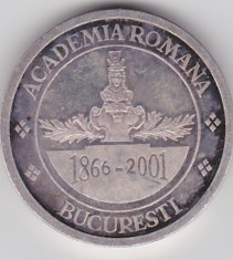 Medalie Argint Romania BNR 135 ANI ACADEMIA ROMANA 1866 - 2001